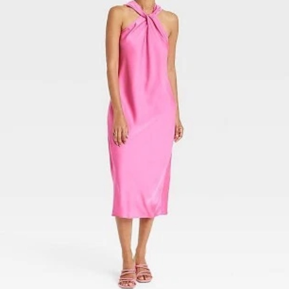 A New Day Vibrant Pink Halter Dress